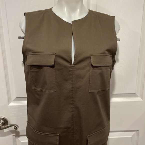 Theory olive green utilitarian cargo dress sleeveless size 10 - Picture 4 of 9